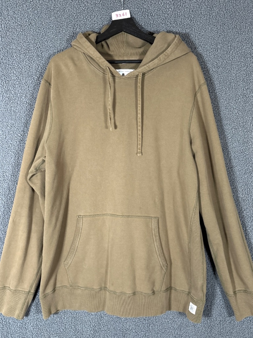 Reigning Champ Terry Cotton Pullover Hoodie - Men's Size XXL - Green Tan